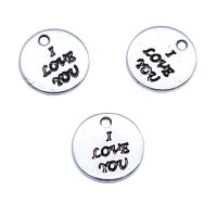 Zinc Alloy Tag Charm Flat Round antique silver color plated vintage & DIY nickel lead & cadmium free Sold By PC