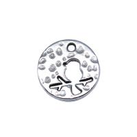 Tibetan Style Animal Pendants, Flat Round, antique silver color plated, vintage & DIY & hollow, nickel, lead & cadmium free, 14x14mm, Sold By PC
