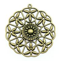 Tibetan Style Hollow Pendants, Flower, antique bronze color plated, vintage & DIY, nickel, lead & cadmium free, 46x43mm, Sold By PC