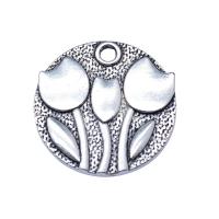 Zinc Alloy Flower Pendants Flat Round plated vintage & DIY nickel lead & cadmium free Sold By PC