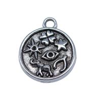 Tibetan Style Pendants, Flat Round, antique silver color plated, vintage & DIY, nickel, lead & cadmium free, 16x19mm, Sold By PC