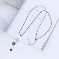 Tibetan Style Sweater Chain Necklace, plated, fashion jewelry & for woman & with rhinestone, more colors for choice, nickel, lead & cadmium free, 28x98mm, Length:Approx 80 cm, Sold By PC