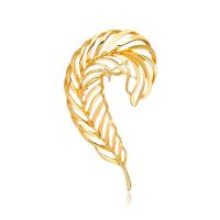 Zinc Alloy Brooches Feather gold color plated fashion jewelry & Unisex golden nickel lead & cadmium free Sold By PC