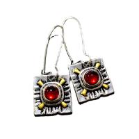 Natural Gemstone Earrings Zinc Alloy with Ruby antique silver color plated fashion jewelry & for woman nickel lead & cadmium free Sold By Pair