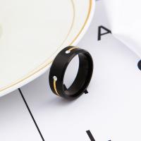 Пальцевидное Кольцо Титановой Стали, титан, разный размер для выбора & Мужский & со стразами, черный, 8x2mm, продается PC