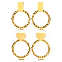 Stainless Steel Drop Earring, 304 Stainless Steel, Vacuum Ion Plating, fashion jewelry & different styles for choice & for woman, golden, Sold By Pair