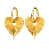 Stainless Steel Drop Earring, 304 Stainless Steel, Heart, Vacuum Ion Plating, fashion jewelry & for woman, golden, 20x16mm, Sold By Pair