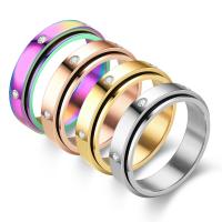 Titanium Steel Finger Ring, plated, Unisex & different size for choice & with rhinestone, more colors for choice, Sold By PC