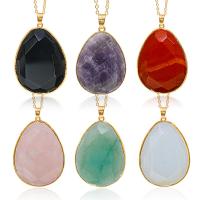 Gemstone Pendants Jewelry Brass with Gemstone polished nickel lead & cadmium free Sold By PC