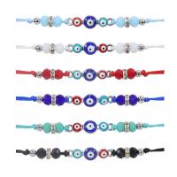 Evil Eye Jewelry Bracelet, Knot Cord, with Crystal & Tibetan Style, handmade, Unisex & adjustable, more colors for choice, Length:7-33 cm, Sold By PC