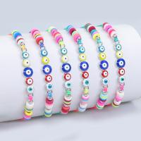 Evil Eye Jewelry Bracelet, Knot Cord, with Polymer Clay & Tibetan Style, handmade, evil eye pattern & adjustable, multi-colored, Length:Approx 9-34 cm, Sold By PC