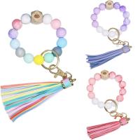 Silicone Bracelets, with PU Leather & Tibetan Style, Tassel, Bohemian style & Unisex, more colors for choice, 230x90mm, Sold By PC