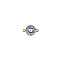 Evil Eye Pendants Zinc Alloy gold color plated DIY & evil eye pattern & enamel & with rhinestone & double-hole nickel lead & cadmium free Sold By PC