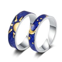 Couple Finger Rings Brass plated adjustable & epoxy gel & for couple Sold By PC