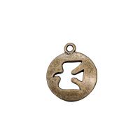 Zinc Alloy Animal Pendants Flat Round antique bronze color plated vintage & DIY & hollow nickel lead & cadmium free 15mm Sold By PC