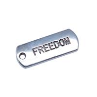 Tibetan Style Tag Charm, Rectangle, antique silver color plated, vintage & DIY, nickel, lead & cadmium free, 8x21mm, Sold By PC