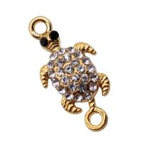 Animal Tibetan Style Connector, Turtle, antique gold color plated, vintage & DIY & with rhinestone & 1/1 loop, nickel, lead & cadmium free, 12x26mm, Sold By PC