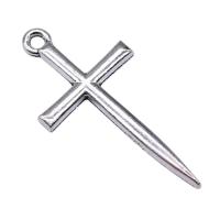 Tibetan Style Cross Pendants, antique silver color plated, vintage & DIY, nickel, lead & cadmium free, 18x35mm, Sold By PC