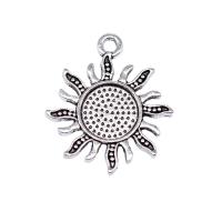 Tibetan Style Pendants, Sun, antique silver color plated, vintage & DIY, nickel, lead & cadmium free, 21x17mm, Sold By PC