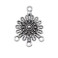 Flower Tibetan Style Connector, antique silver color plated, vintage & DIY & 1/3 loop, nickel, lead & cadmium free, 26x19mm, Sold By PC