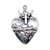 Tibetan Style Heart Pendants, antique silver color plated, vintage & DIY, nickel, lead & cadmium free, 29x42mm, Sold By PC