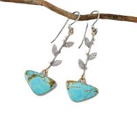 Gemstone Oorbellen, Zinc Alloy, met Synthetische Turquoise, mode sieraden & voor vrouw, nikkel, lood en cadmium vrij, 50x17mm, Verkocht door pair