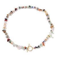 Natural Gemstone Necklace Natural Gravel with Zinc Alloy fashion jewelry & for woman Length Approx 17.72 Inch Sold By PC