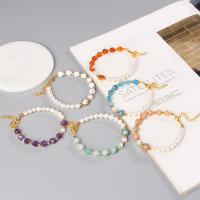 Plastic Pearl Bracelet, with Natural Stone, Adjustable & fashion jewelry & for woman, 8mm,7-8mm, Length:Approx 7.48 Inch, Sold By PC