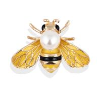 Plastic perle broche, Zinc Alloy, med Plastic Pearl, Bee, forgyldt, mode smykker & for kvinde, nikkel, bly & cadmium fri, 35x26mm, Solgt af PC