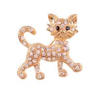 Rhinestone Brooch, Tibetan Style, Cat, fashion jewelry & for woman & with rhinestone, more colors for choice, nickel, lead & cadmium free, 34x33mm, Sold By PC