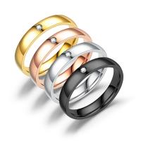 Titanium Steel Finger Ring, Unisex & different size for choice & with rhinestone, more colors for choice, 4x1.80mm, Sold By PC