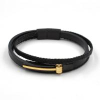 PU Leather Bracelet, with Titanium Steel, Vacuum Ion Plating, punk style & for man, more colors for choice, Length:21 cm, Sold By PC