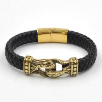 cuir PU bracelet, avec Acier titane, bijoux de mode & pour homme, plus de couleurs à choisir, Longueur:21 cm, Vendu par PC