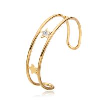 Titanium Steel Cuff Bangle, Vacuum Ion Plating, different styles for choice & with rhinestone, golden, 13mm, Inner Diameter:Approx 60mm, Sold By PC