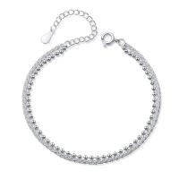 Brass Bracelet & Bangle, with 5cm extender chain, silver color plated, Double Layer & fashion jewelry & for woman, silver color, nickel, lead & cadmium free, Length:16 cm, Sold By PC