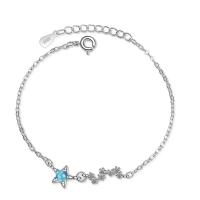 Brass Bracelet & Bangle, with Lampwork, with 3.5cm extender chain, Star, platinum color plated, fashion jewelry & for woman, platinum color, nickel, lead & cadmium free, 27x8mm, Length:16 cm, Sold By PC