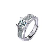 Cubic Zirconia Micro Pave Brass Ring platinum color plated Adjustable & micro pave cubic zirconia & for woman platinum color nickel lead & cadmium free 7mm Inner Approx 16mm Sold By PC