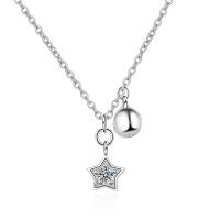 Brass Necklace with 3.5cm extender chain Star platinum color plated fashion jewelry & for woman platinum color nickel lead & cadmium free 7mm 6mm Length 40 cm Sold By PC