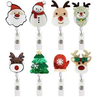 ABS Plastic Badge Holder, with Felt, portable & Christmas Design & Unisex & retractable, more colors for choice, 85x32mm, Sold By PC