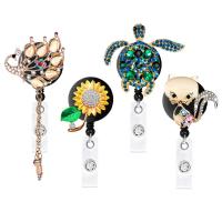 ABS Plastic Badge Holder portable & Unisex & retractable & with rhinestone Sold By PC