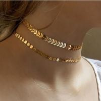 Layered Choker Brass gold color plated fashion jewelry & for woman golden nickel lead & cadmium free Length Approx 33 cm Sold By PC