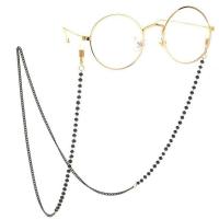 Messing Brillenkette, mit Kristall, Anti-Skidding & für Frau, schwarz, frei von Nickel, Blei & Kadmium, Länge ca. 75 cm, verkauft von PC