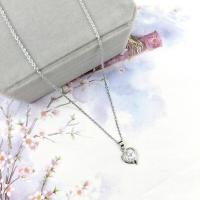 Zinc Alloy Jewelry Necklace Heart platinum color plated fashion jewelry & micro pave cubic zirconia & for woman nickel lead & cadmium free Length Approx 40 cm Sold By PC