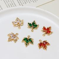 Cubic Zirconia Micro Pave Brass Pendant Maple Leaf high quality plated DIY & micro pave cubic zirconia nickel lead & cadmium free Sold By PC