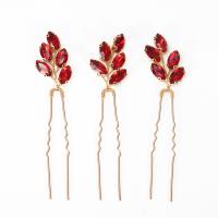 Hair Stick Zinc Alloy handmade three pieces & for woman & with rhinestone nickel lead & cadmium free Sold By Set