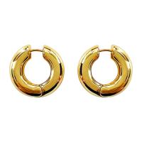 Brass Huggie Hoop Earring 18K gold plated fashion jewelry & for woman nickel lead & cadmium free 24mm Sold By Pair