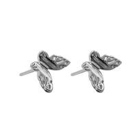 Brass Stud Earring Butterfly silver color plated fashion jewelry & for woman nickel lead & cadmium free Sold By Pair
