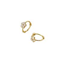 Brass Huggie Hoop Earring Flower plated fashion jewelry & for woman & enamel Sold By Pair