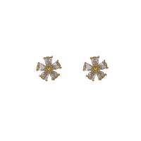 Cubic Zirconia Micro Pave Brass Earring, plated, fashion jewelry & micro pave cubic zirconia & for woman, more colors for choice, 6.50mm, Sold By Pair