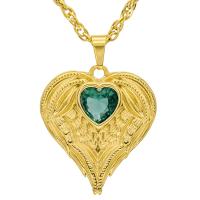 Edelstahl Schmuck Halskette, Herz, plattiert, Modeschmuck & für Frau & mit kubischem Zirkonia, keine, Länge:50 cm, verkauft von PC